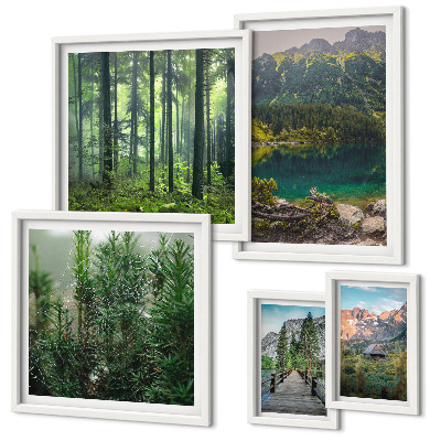 Set slika iznad kauča Planinski krajolici i šume