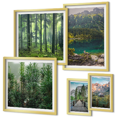 Set slika iznad kauča Planinski krajolici i šume