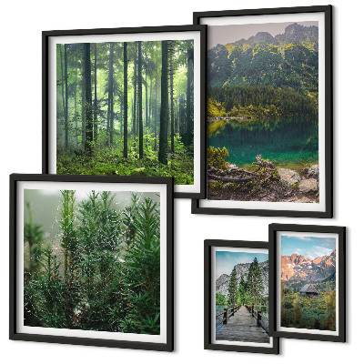 Set slika iznad kauča Planinski krajolici i šume