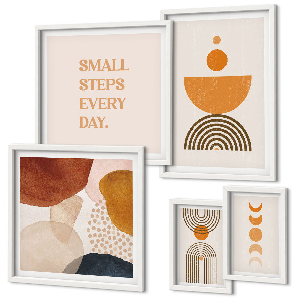 Set slika iznad kauča Elegantna grafika u zemljanim tonovima