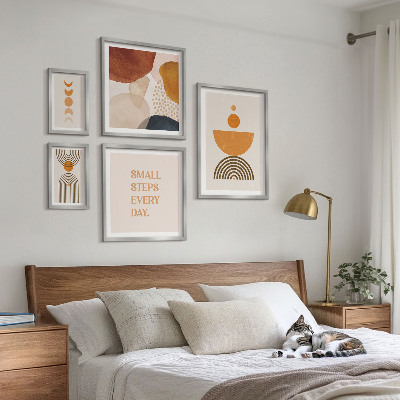 Set slika iznad kauča Elegantna grafika u zemljanim tonovima