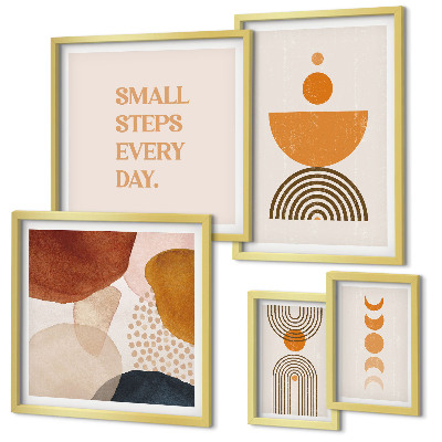 Set slika iznad kauča Elegantna grafika u zemljanim tonovima
