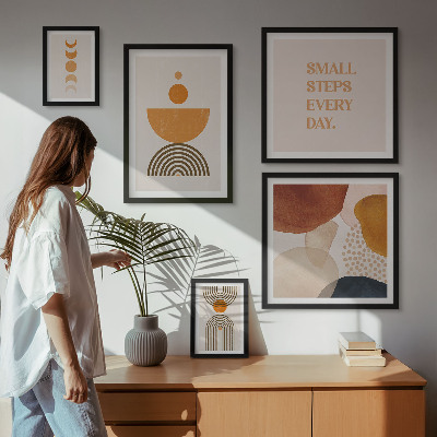 Set slika iznad kauča Elegantna grafika u zemljanim tonovima