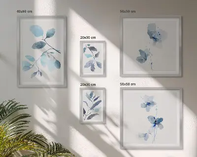 Plavi biljni akcenti poliptih u okviru