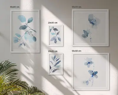 Plavi biljni akcenti poliptih u okviru