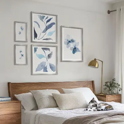 Elegantno akvarelno cvijeće set od 5 slika u okviru
