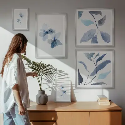 Elegantno akvarelno cvijeće set od 5 slika u okviru