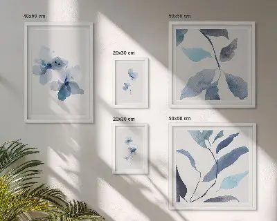 Elegantno akvarelno cvijeće set od 5 slika u okviru