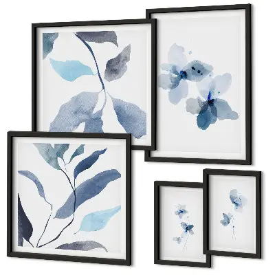 Elegantno akvarelno cvijeće set od 5 slika u okviru