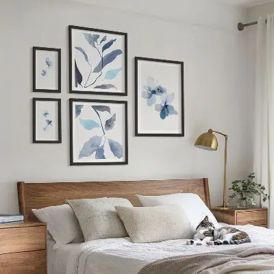 Elegantno akvarelno cvijeće set od 5 slika u okviru