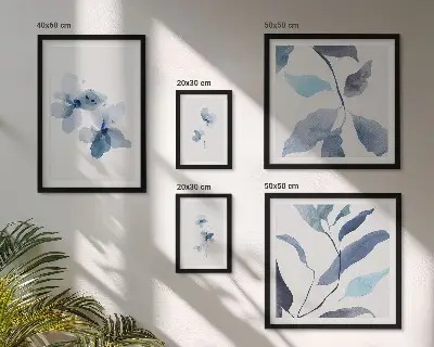 Elegantno akvarelno cvijeće set od 5 slika u okviru