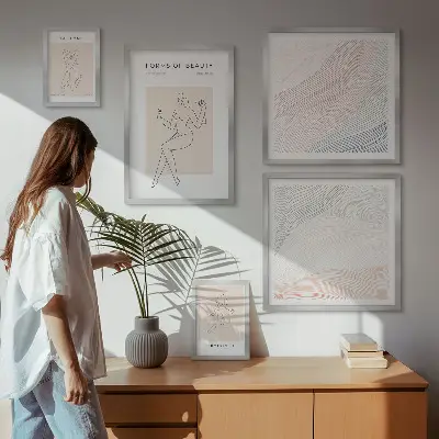 Poliptih u okviru oblici ljepote sa siluetnim linijama