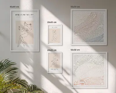 Poliptih u okviru oblici ljepote sa siluetnim linijama