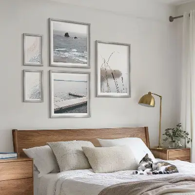 Minimalistički morski pejzaži set od 5 slika u okviru