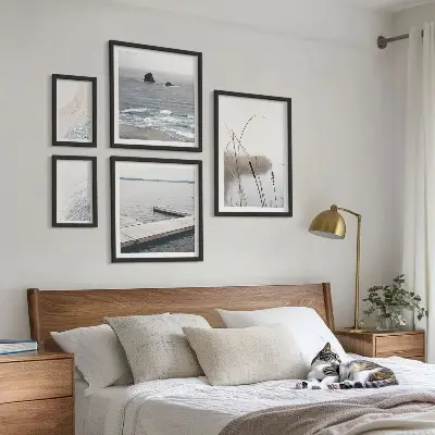 Minimalistički morski pejzaži set od 5 slika u okviru