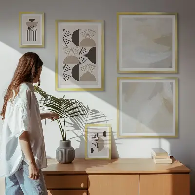 Apstraktni geometrijski oblici set slika iznad kauča