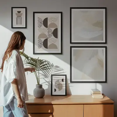 Apstraktni geometrijski oblici set slika iznad kauča
