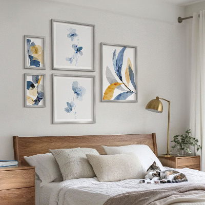 Set 5 slika u okviru Biljni motivi u pastelnim interijerima