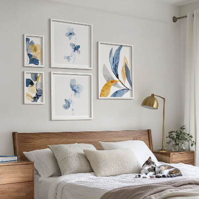 Set 5 slika u okviru Biljni motivi u pastelnim interijerima