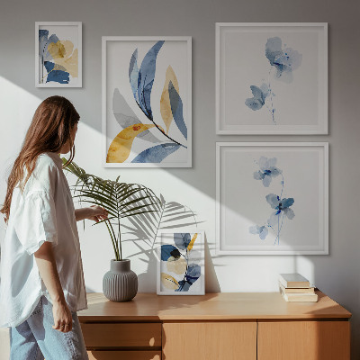 Set 5 slika u okviru Biljni motivi u pastelnim interijerima