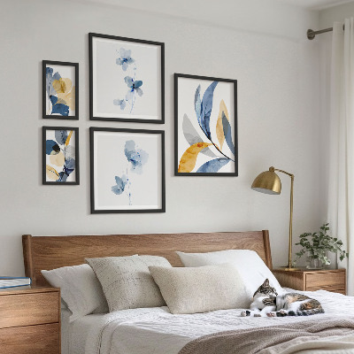 Set 5 slika u okviru Biljni motivi u pastelnim interijerima