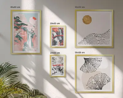Vodopadni krajolici Japana poliptih u okviru