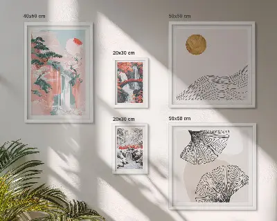 Vodopadni krajolici Japana poliptih u okviru