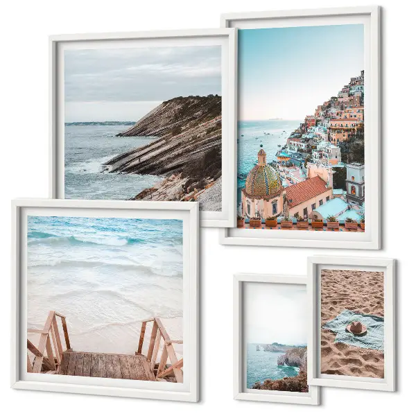 Set od 5 slika u okviru talijanski gradovi, plaže i opuštanje