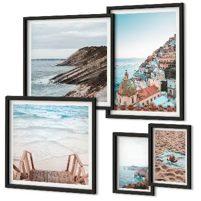 Set od 5 slika u okviru talijanski gradovi, plaže i opuštanje