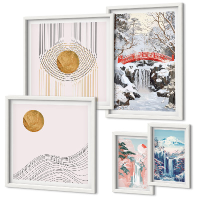 Set slika iznad kauča Pejzaži slapovi mostovi Japan