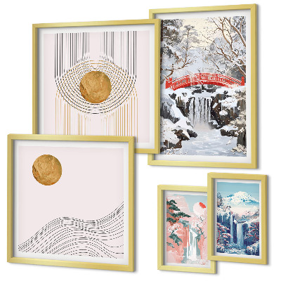 Set slika iznad kauča Pejzaži slapovi mostovi Japan
