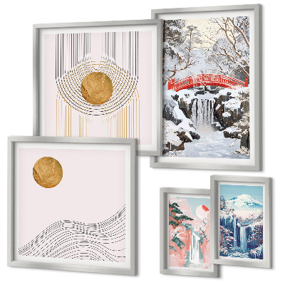 Set slika iznad kauča Pejzaži slapovi mostovi Japan