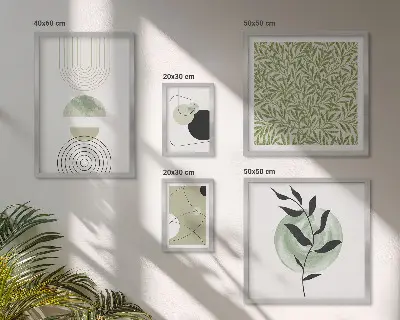 Apstraktne geometrijske biljke set od 5 slika u okviru
