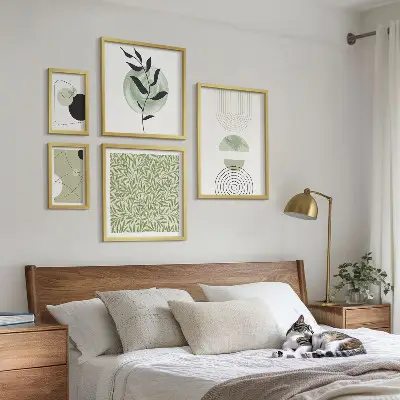 Apstraktne geometrijske biljke set od 5 slika u okviru