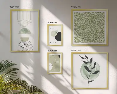 Apstraktne geometrijske biljke set od 5 slika u okviru