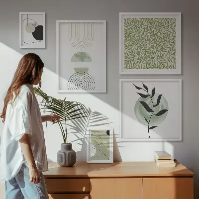 Apstraktne geometrijske biljke set od 5 slika u okviru