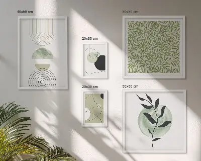Apstraktne geometrijske biljke set od 5 slika u okviru