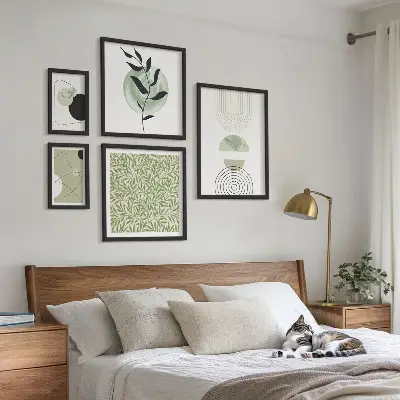 Apstraktne geometrijske biljke set od 5 slika u okviru