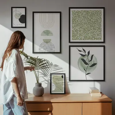 Apstraktne geometrijske biljke set od 5 slika u okviru