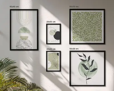 Apstraktne geometrijske biljke set od 5 slika u okviru