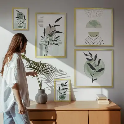 Elegantna grafika biljaka poliptih u okviru