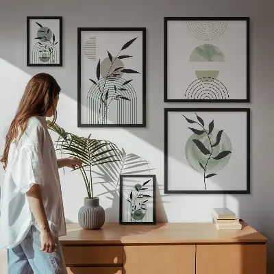 Elegantna grafika biljaka poliptih u okviru