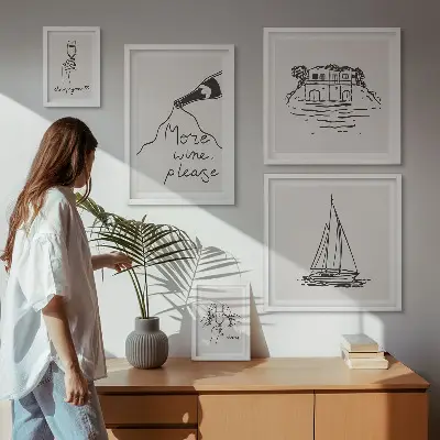Set od 5 slika u okviru elegantna grafika s motivom vina za opuštanje