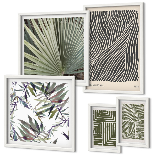 Set 5 slika u okviru Minimalistički biljni uzorci