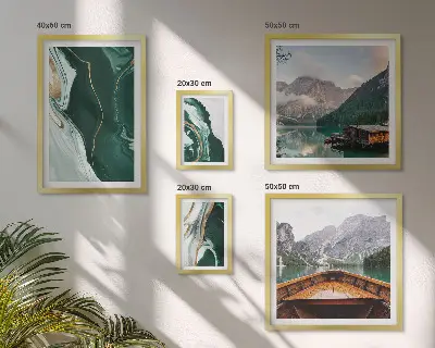 Set od 5 slika u okviru zeleni krajolici s motivima vode i planina