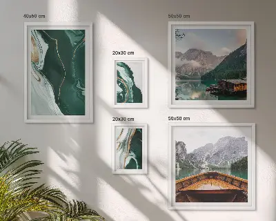 Set od 5 slika u okviru zeleni krajolici s motivima vode i planina
