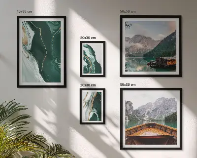 Set od 5 slika u okviru zeleni krajolici s motivima vode i planina