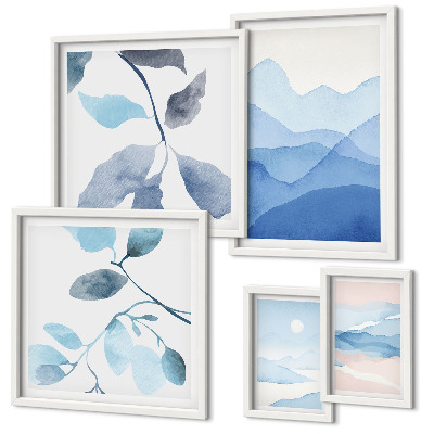 Set 5 slika u okviru Minimalistička plava priroda
