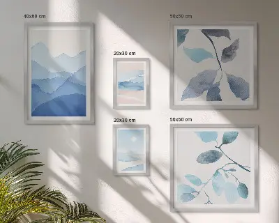 Set od 5 slika u okviru minimalistički motivi plave prirode