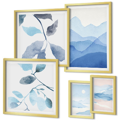 Set 5 slika u okviru Minimalistička plava priroda